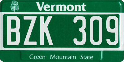 VT license plate BZK309