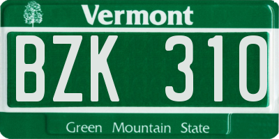 VT license plate BZK310