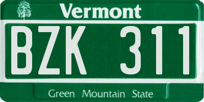 VT license plate BZK311