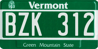 VT license plate BZK312