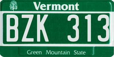 VT license plate BZK313