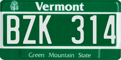 VT license plate BZK314