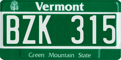 VT license plate BZK315