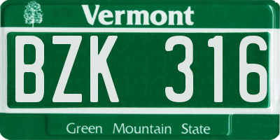 VT license plate BZK316