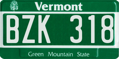 VT license plate BZK318