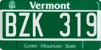 VT license plate BZK319