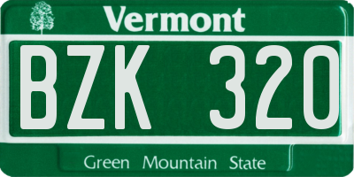 VT license plate BZK320