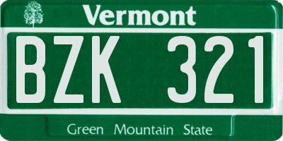 VT license plate BZK321