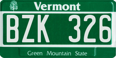 VT license plate BZK326