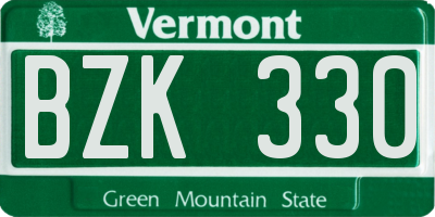 VT license plate BZK330