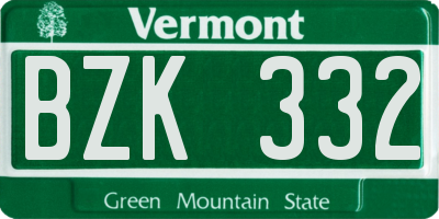VT license plate BZK332