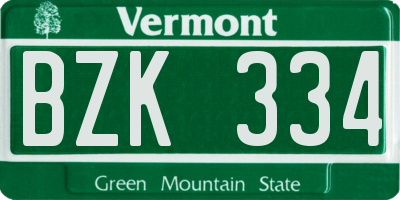 VT license plate BZK334