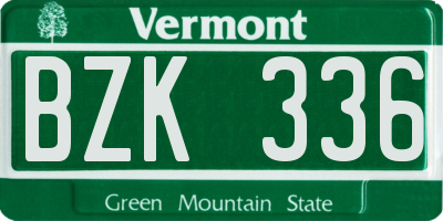 VT license plate BZK336