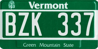 VT license plate BZK337