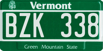 VT license plate BZK338