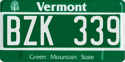 VT license plate BZK339
