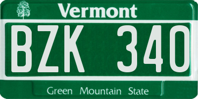 VT license plate BZK340
