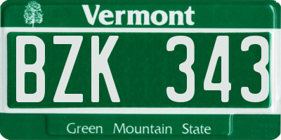 VT license plate BZK343