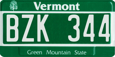 VT license plate BZK344