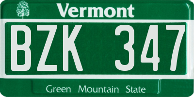 VT license plate BZK347