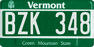 VT license plate BZK348