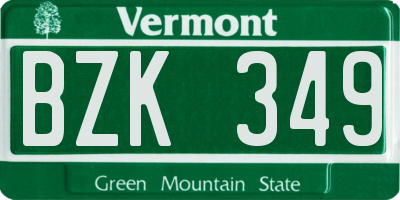 VT license plate BZK349