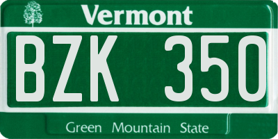 VT license plate BZK350