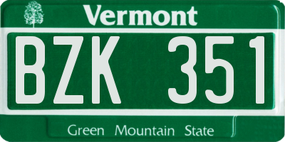VT license plate BZK351