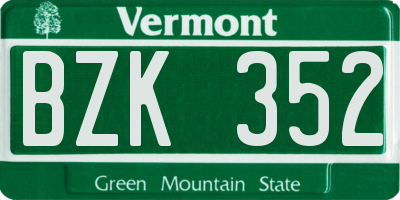 VT license plate BZK352