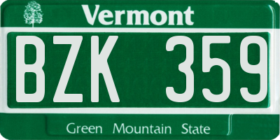 VT license plate BZK359