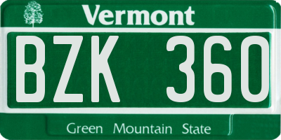 VT license plate BZK360