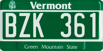 VT license plate BZK361