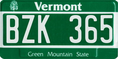 VT license plate BZK365