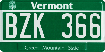 VT license plate BZK366