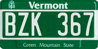 VT license plate BZK367