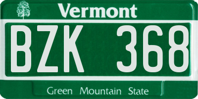 VT license plate BZK368