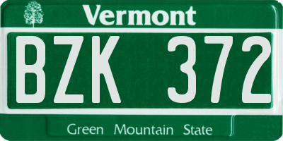 VT license plate BZK372