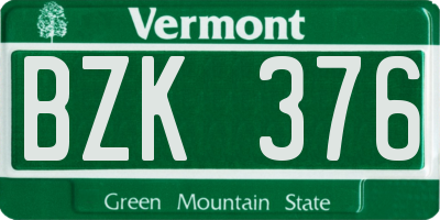 VT license plate BZK376