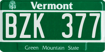VT license plate BZK377