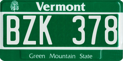 VT license plate BZK378