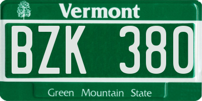 VT license plate BZK380