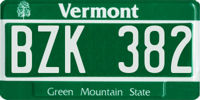 VT license plate BZK382
