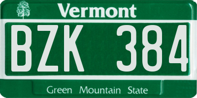 VT license plate BZK384