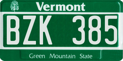 VT license plate BZK385