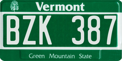 VT license plate BZK387