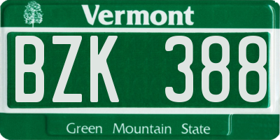 VT license plate BZK388