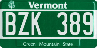 VT license plate BZK389