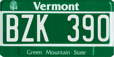 VT license plate BZK390