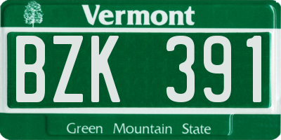 VT license plate BZK391