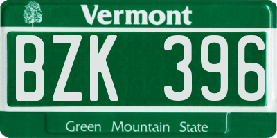 VT license plate BZK396